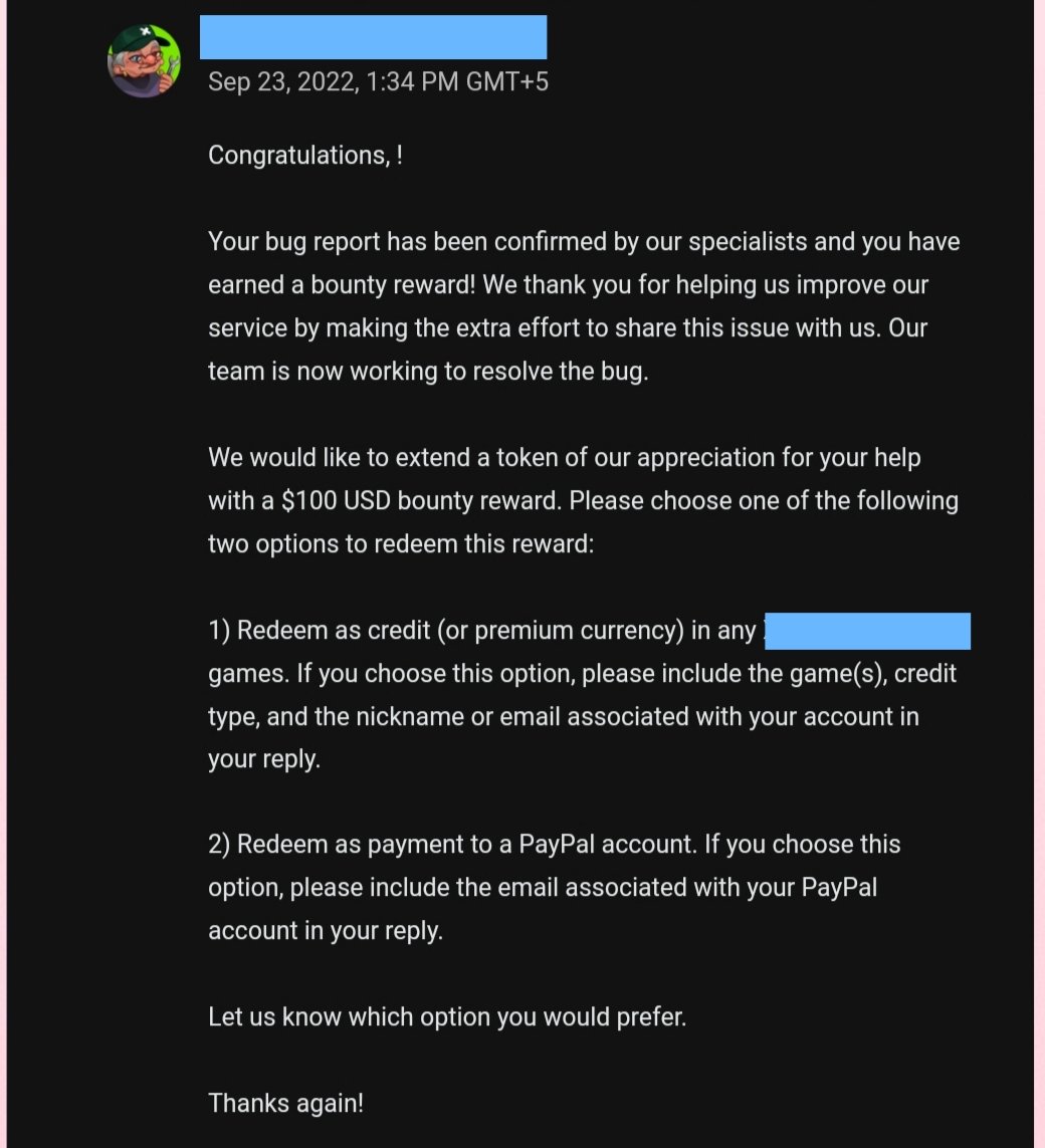 CodingGokul's tweet image. Happy securing this program 7th time !

[+] Severity : P4
[+] Bug : Subdomain Takeover
[+] Bounty : 100$

Tip : Try to find unique and unknown subdomains (dig js files)

#bugbounty #pentesting #webpentesting #cybersecurity #hackerone #bugbountytips #ethicalhacking #reports