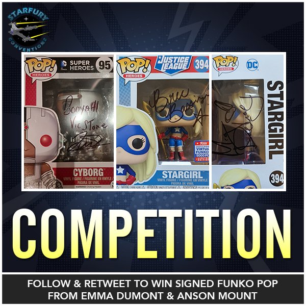 It's #competition time!

We are giving away two DC themed <a href="/OriginalFunko/">Funko</a> of Cyborg, signed by <a href="/JoivanWade/">Joivan Wade</a> and Stargirl signed by <a href="/Brecbassinger/">Brec Bassinger</a> and <a href="/Megdelacy/">Meg DeLacy</a>

For a chance to win simply follow us and retweet this post

Winner chosen Sunday

#competitiontime #Stargirl #doompatrol