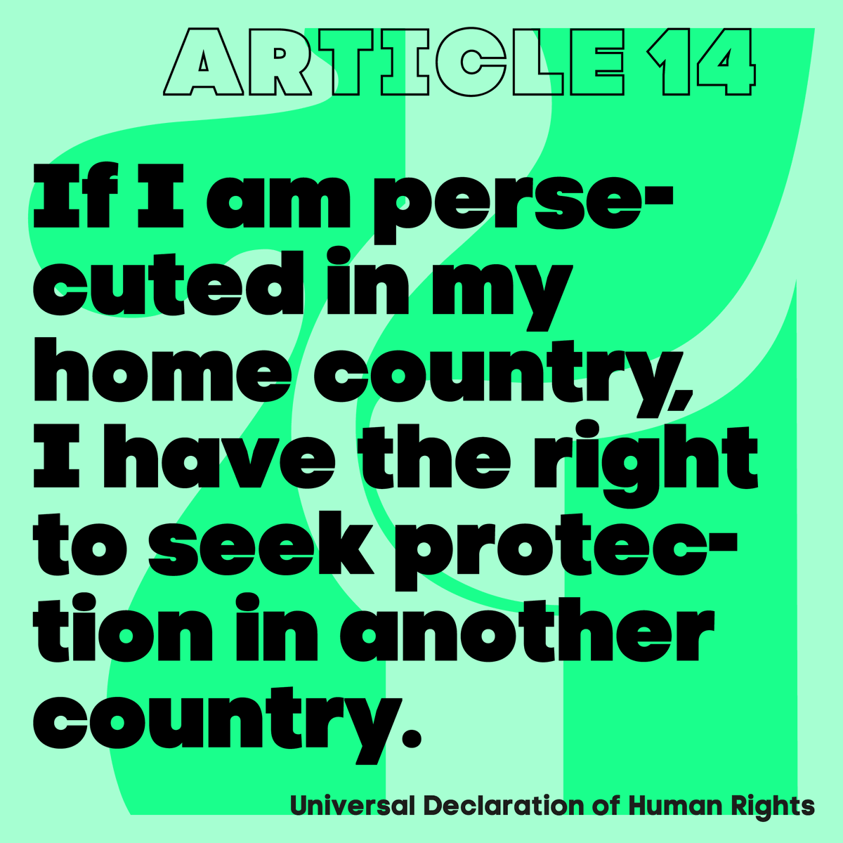 UNGeneva's tweet photo. Article 14:
𝗘𝘃𝗲𝗿𝘆𝗼𝗻𝗲 𝗵𝗮𝘀 𝘁𝗵𝗲 𝗿𝗶𝗴𝗵𝘁 to seek and to enjoy in other countries asylum from persecution.

𝗘𝘃𝗲𝗿𝘆𝗼𝗻𝗲 is entitled to all the rights and freedoms set forth in this Declaration, without distinction of any kind
https://t.co/9T10bbnPUT https://t.co/pve6vWflIZ