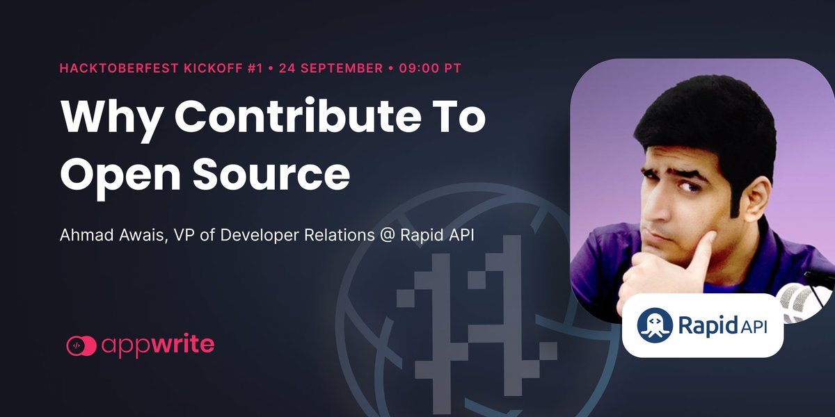 appwrite's tweet image. If you want to learn how contributing to open source can impact your journey in tech 👨‍💻, there are very few people who can guide better than @MrAhmadAwais! 🤓

Join him on our YouTube channel 📺 tomorrow at 4 PM UTC ⏰

youtube.com/watch?v=oPswl1…
