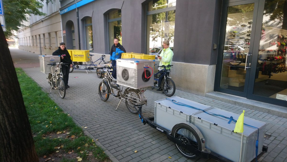 ArachneLabs's tweet photo. Prague #cargobike fleet in action... https://t.co/uHXV4iCK8x