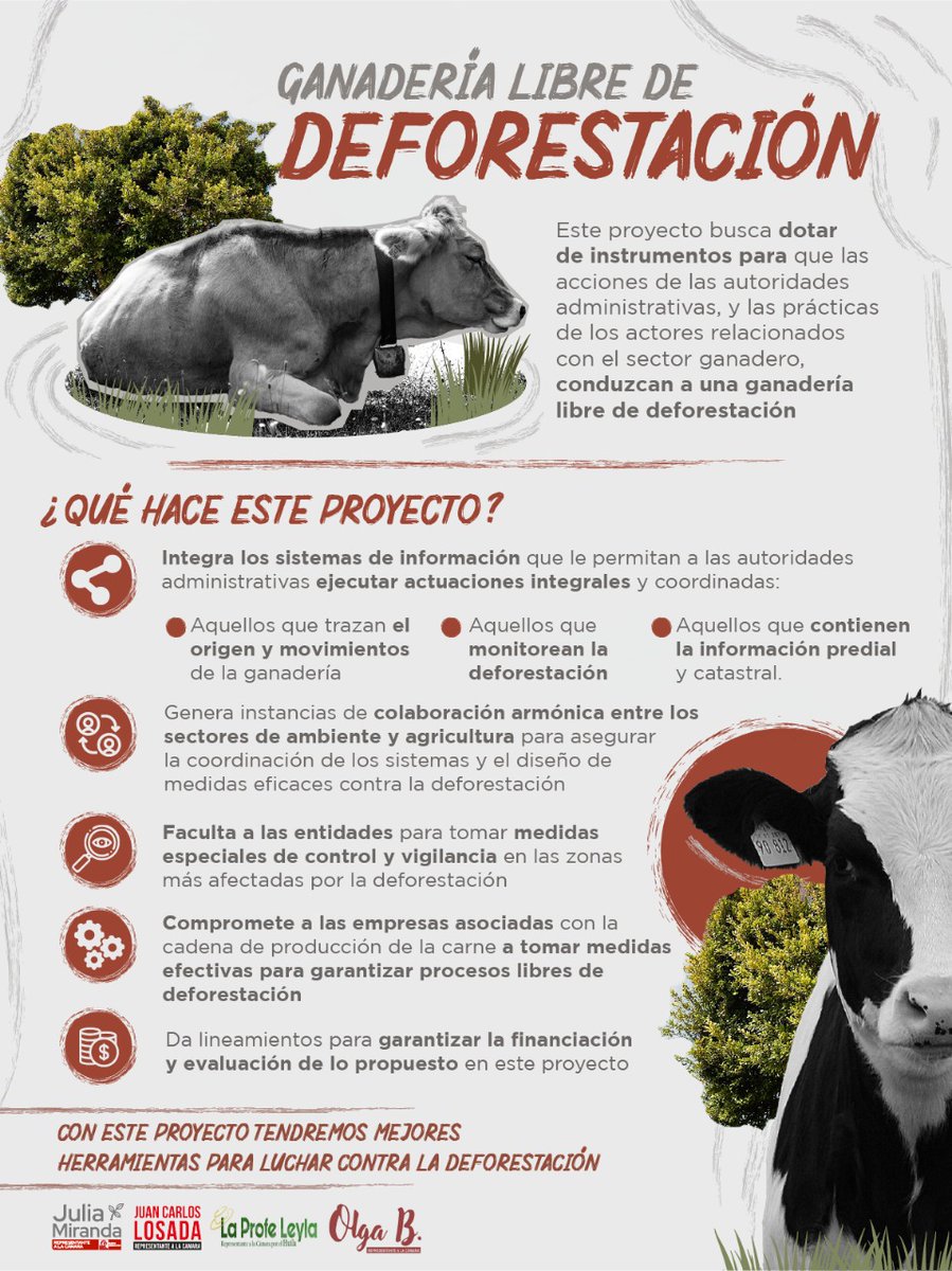 🗣️ La ganadería ha sido una de las principales causas asociadas a la deforestación en 🇨🇴.

Es importante fomentar y monitorear un sector ganadero responsable y aliado en la protección de nuestros bosques.

Algunos puntos importantes de nuestra ponencia 👇🏽

#ParemosLaDeforestación
