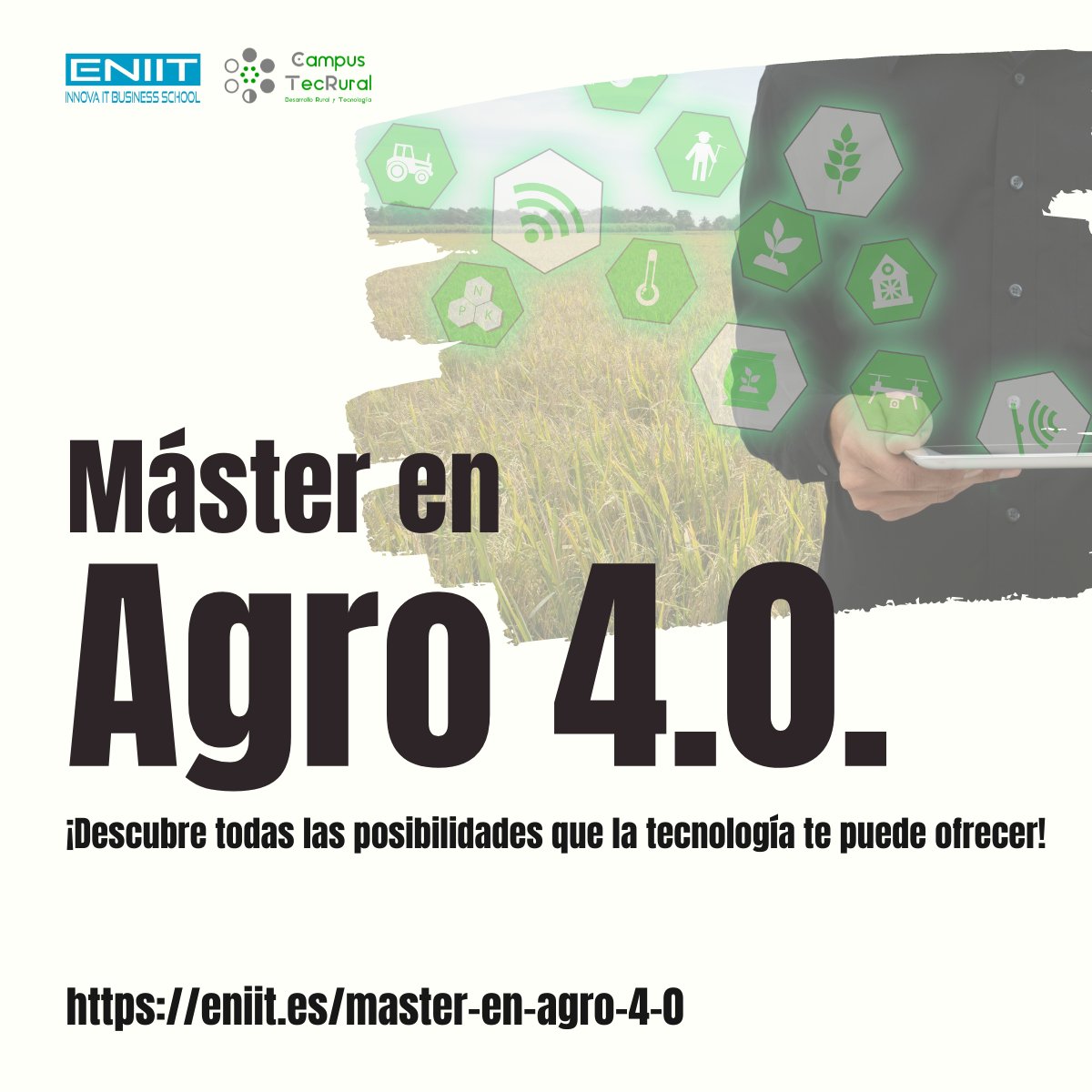 ENIIT_'s tweet photo. Faltan pocas semanas para que dé comienzo una nueva edición del Máster en Agro 4.0. certificado por la @UCAVILA_ 😏
👉🏽 https://t.co/T3Hvwfdcq0
¡Descubre todas las posibilidades que la tecnología te puede ofrecer!
#AgriculturaDePrecisión #AgriculturaInteligente https://t.co/QeVYUBAfQp