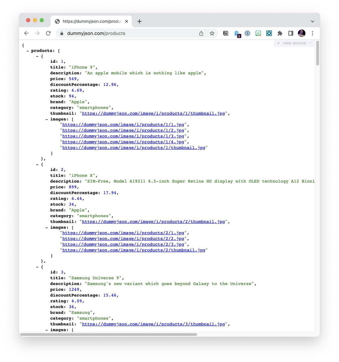 chriscoyier's tweet photo. 1️⃣ View JSON in browser. Oh no! It's just raw text and usually unreadable.

2️⃣ 3️⃣ Activate something like JSONVue https://t.co/GyUHn6aRxV and you get a prettied-up view. (a million users, wow) https://t.co/L5kF4Gs2at