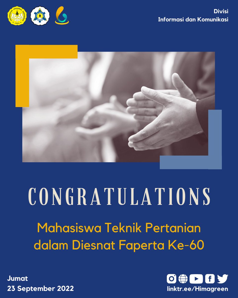 Himagreen's tweet photo. [CONGRATULATIONS]

Selamat kepada Elisabeth Berliana Kirana Nauli (Teknik Pertanian 2021) dan Laela Safitri (Teknik Pertanian 2021) atas prestasinya dalam Dies Natalis Faperta Ke-60!!

#Himagreen
#HimagreenGoGreen
#KabinetBhanucitrasangkara https://t.co/9S6MmJw7ij