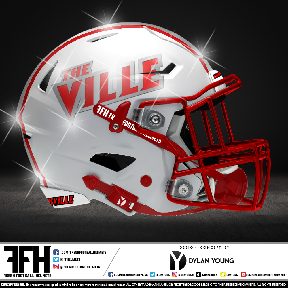 FFhelmets's tweet image. Louisville Cardinals, college. Design concept by @deeyung. #FreshFootballHelmets #ACC @LouisvilleFB