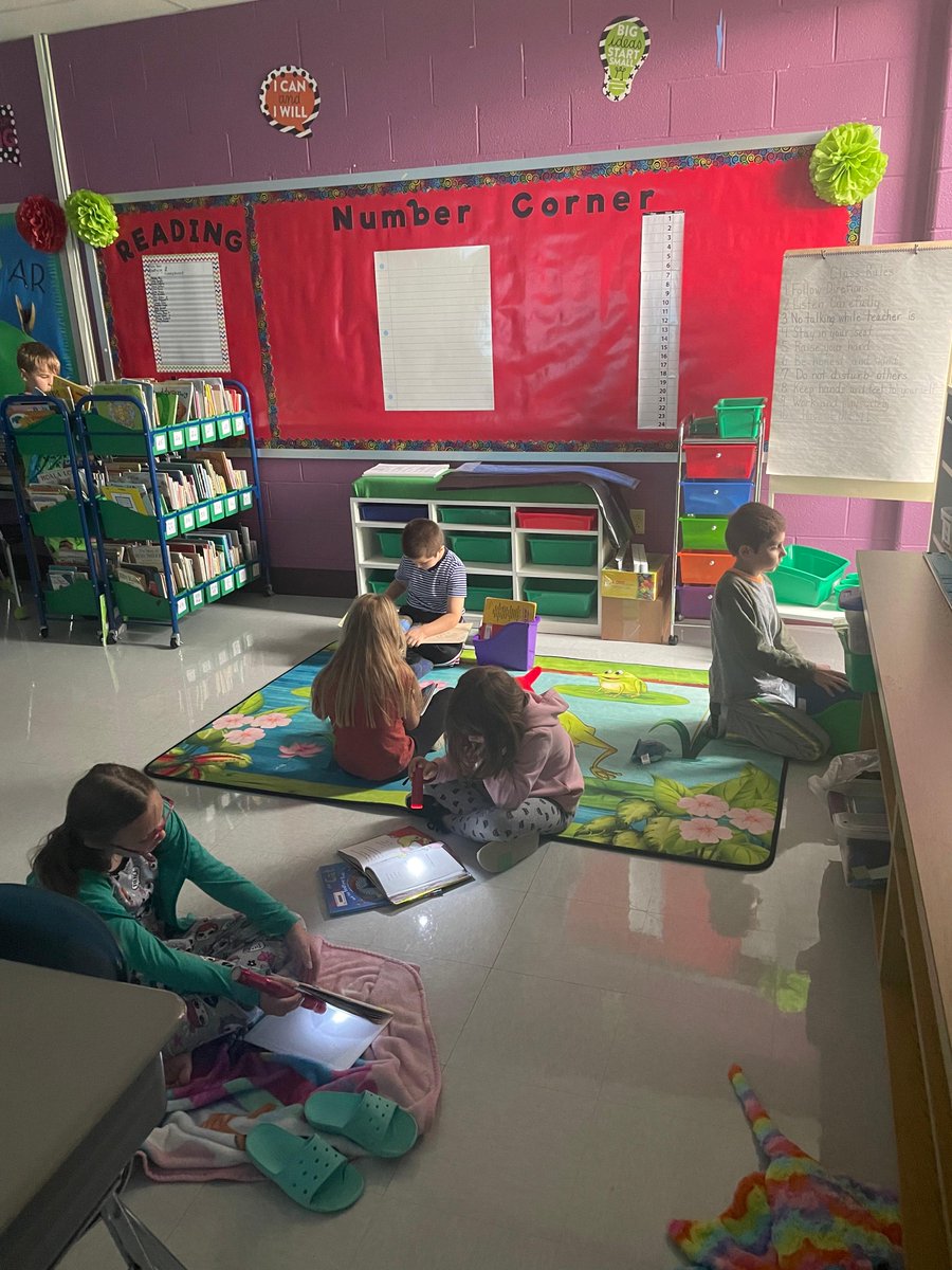 Reading is fun during Flashlight Fridays in Mrs. Pfau’s class!