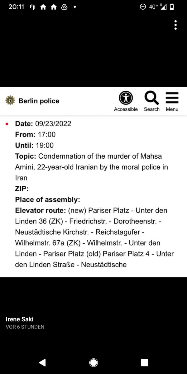 realmissguru's tweet photo. There's a demonstration today to show respect to #MahsaAmini starting at Brandenburger Tor. 

Im going if anyone wants to join feel free to hit me up!

 #stopviolenceagaindtwomen https://t.co/siOM2AAKNP