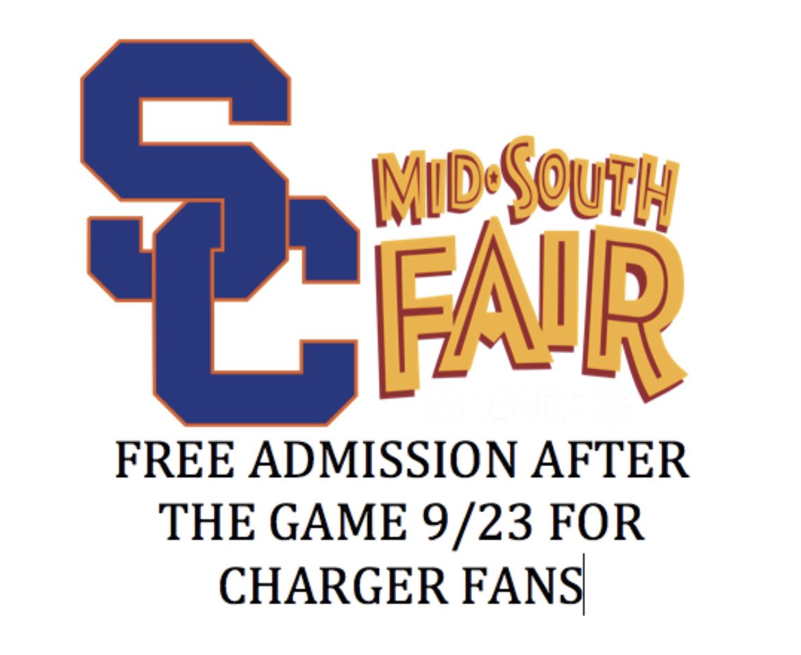 WeAreChargers's tweet photo. The @midsouthfair is BACK with family fun, live music &amp; delicious Fair food at @LandersCenter! After tonight's game, show this graphic at the gate for FREE admission! 🎡 And, go to https://t.co/qd7RjKQqXg for info on discounted wristband days, live music schedules and more. https://t.co/twLiULOTtS