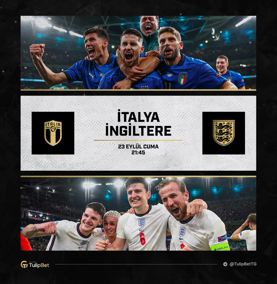 🏆 #UluslarLigi

⚽️ 21:45 | İtalya - İngiltere

⚠️ Son olarak evinde Macaristan'a 4-0 kaybeden İngiltere İtalya maçını kaybetmesi halinde Uluslar Ligi'nde bir alt lige düşecek.

🌷 Lale Devri TulipBet'te: bit.ly/38GMiQ7
