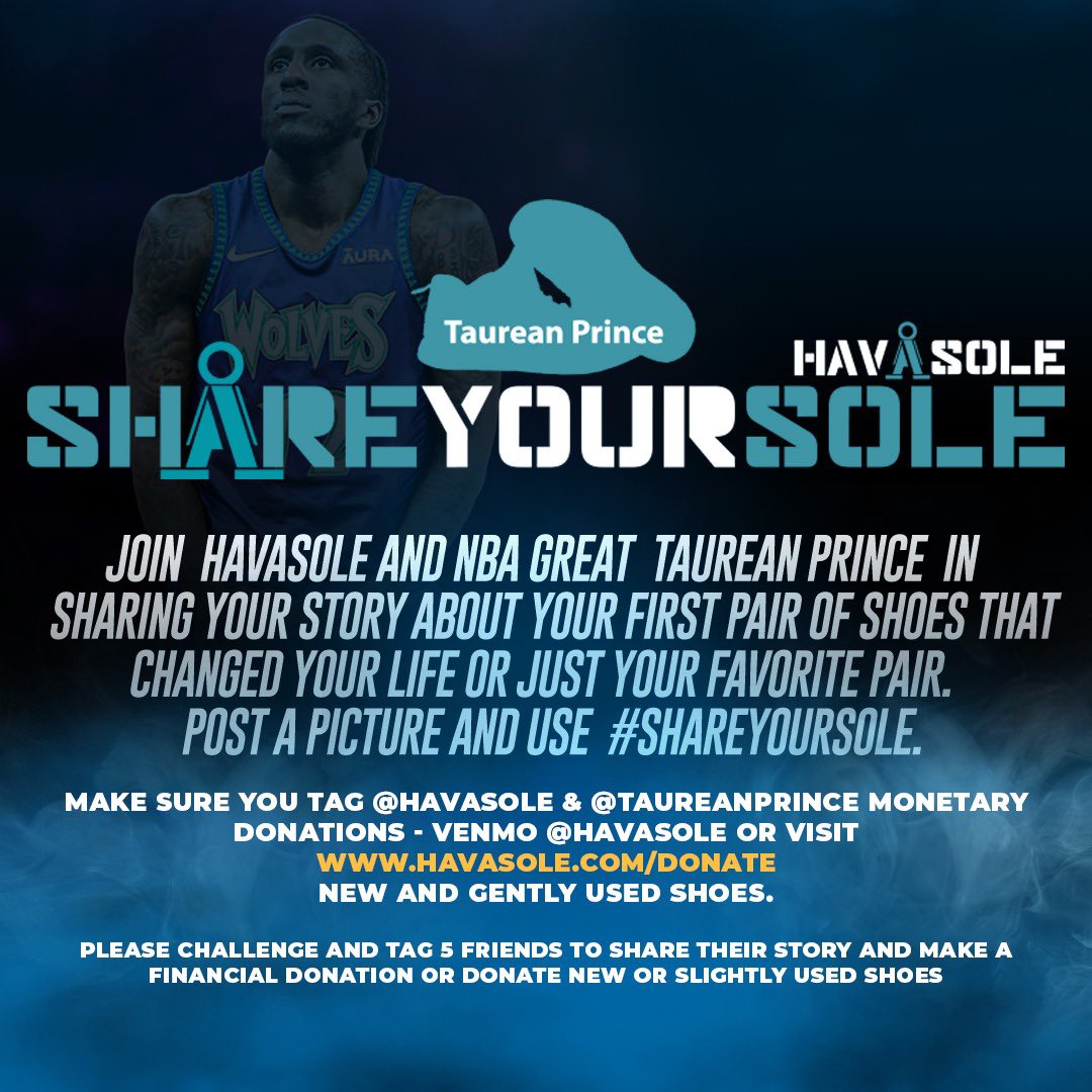 For my <a href="/havAsole/">Hav A Sole</a> #shareyoursole campaign I CHALLENGE. <a href="/KarlTowns/">Karl-Anthony Towns</a> <a href="/BucketsONeale00/">Royce O'Neale</a> <a href="/TheTraeYoung/">Trae Young</a> <a href="/donovanjmcnabb/">Donovan McNabb</a> @MONSTATREZZ #shareyoursole donate new shoes to those who could use them or monetary to havasole.com