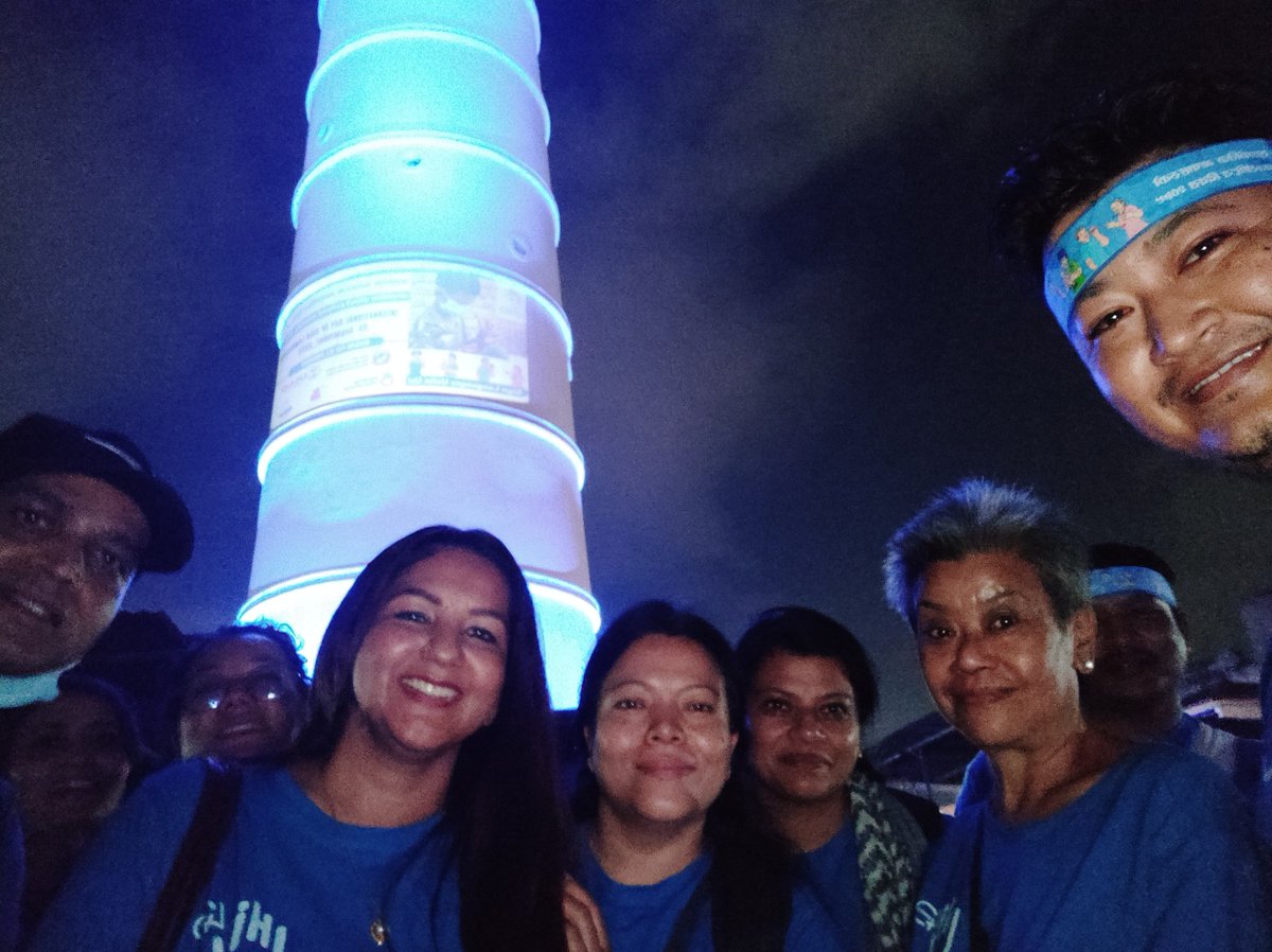 HI_INNESKA's tweet photo. Nepal lit up Dharahara in blue to commemorate and raise awareness of the importance of sign languages. 🤘🎇💙  

It's a reminder for all of us: Sign languages unite us. As we strive for a more inclusive society, let's continue to raise awareness! #InternationalDayofSignLanguages https://t.co/AhNj2aXBKj