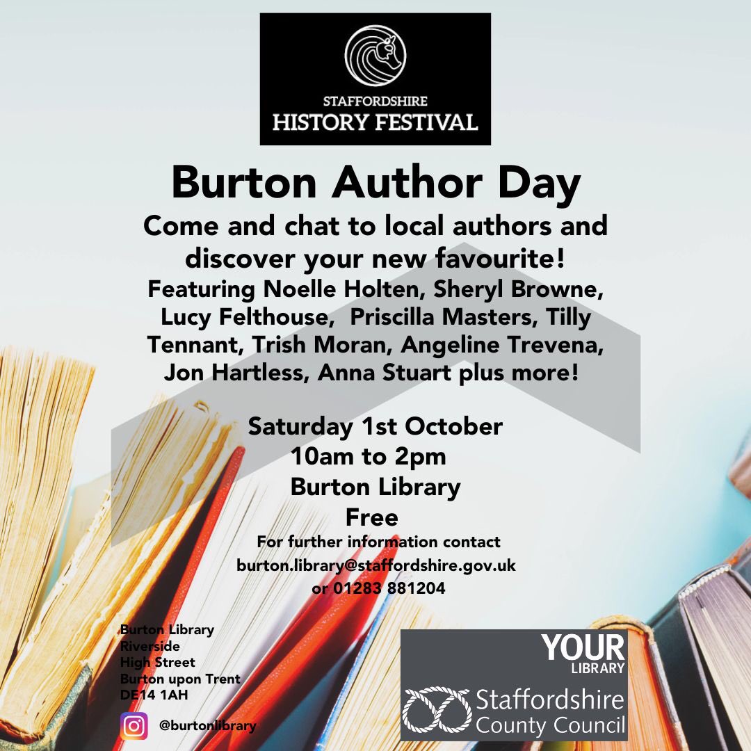 bookouture's tweet photo. 🗓️Save the date! FREE event if you are in the area. 🗣

Join publicist/author @nholten40 with Bookouture authors: @SherylBrowne, @annastuartbooks and @TillyTenWriter plus many more at #BurtonLibrary | @StaffsLibraries on Oct 1st btwn 10am - 2pm. 

#booksigning #QandA https://t.co/AqJz9Regwf
