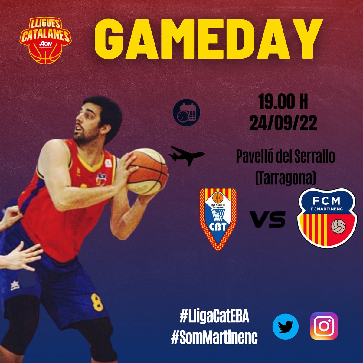 martinencbq's tweet photo. MATCH DAY🔛
🏆Quarts de final #LligaCatEBA
🗓️ 24/09/22
🆚 @CBT_Tarragona 
⏰ 19.00h 
🚌 Pavelló del Serrallo (Tarragona)

🤩⚔️ Us ho perdreu!? 
#SomMartinenc #LligaCatEBA #SomEBA #BQFCM https://t.co/9KMWpZ4gtz