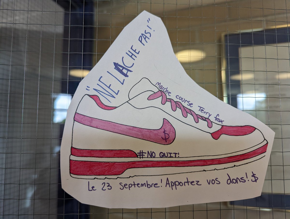 MmeFranceM's tweet photo. @FeatherstonPS Spirit Squad worked to create posters for the #noquit Terry Fox Run today! Thanks @TeachTOB for organizing such a wonderful event for our school community 👟 https://t.co/h6n2qtJ4eP