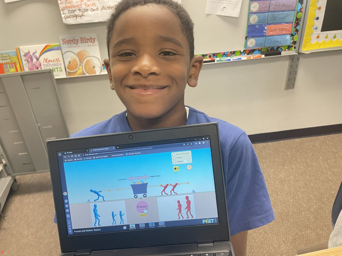 jfpaine's tweet photo. Super proud of my friend who made a balanced force in a unique way🤩#science #phetsimulation @LongridgeGCSD https://t.co/5IAltOc3W3