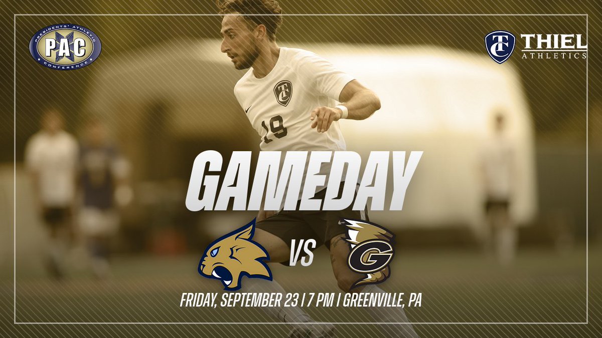 ThielAthletics's tweet photo. GAMEDAY: Men's soccer welcomes Geneva to Alumni Stadium for a Presidents' Athletic Conference matchup under the lights! Be sure to wear your gold to support the Tomcats! #TomcatPride

📈: https://t.co/3AvbVEIJKI
📺: https://t.co/HIlxdYATmf https://t.co/a0TMoAeoni