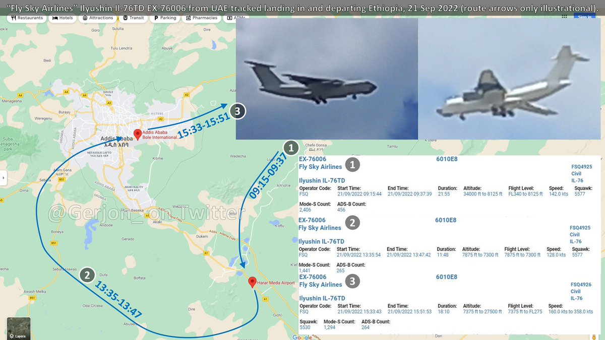 Brhanmebrhatu21's tweet photo. @Brhanmebrhatu21 Confirming that "Fly Sky Airlines"🇰🇬EX-76006 visited🇪🇹HararMedaMilitary Airport(the main air baseoftheEthiopian Air Force) yesterday
SuperDove imagery showsa2nd Il-76on ground,besidesthe Il-76 thathasbeen thereforweeks (suspected🇧🇾EW-412TH #RSB7680 #60005F). https://t.co/g3x336ERMc