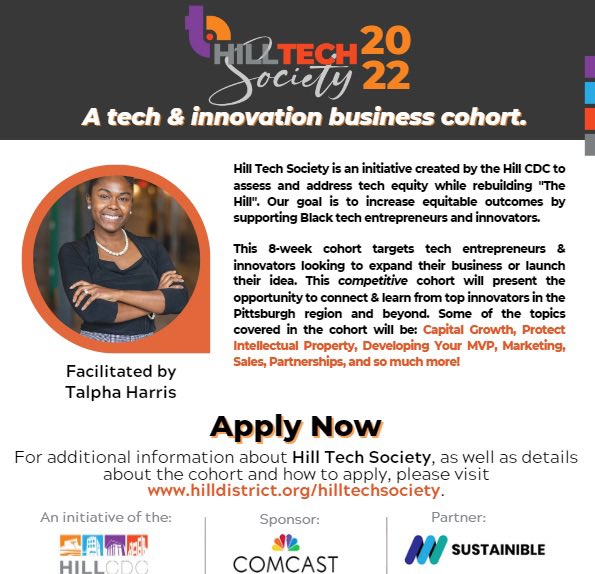 Aspiring Black entrepreneur in Pittsburgh? Apply to the Hill Tech Society! docs.google.com/forms/d/1vHoFf… #Pittsburgh #PGH #BlackTechTwitter