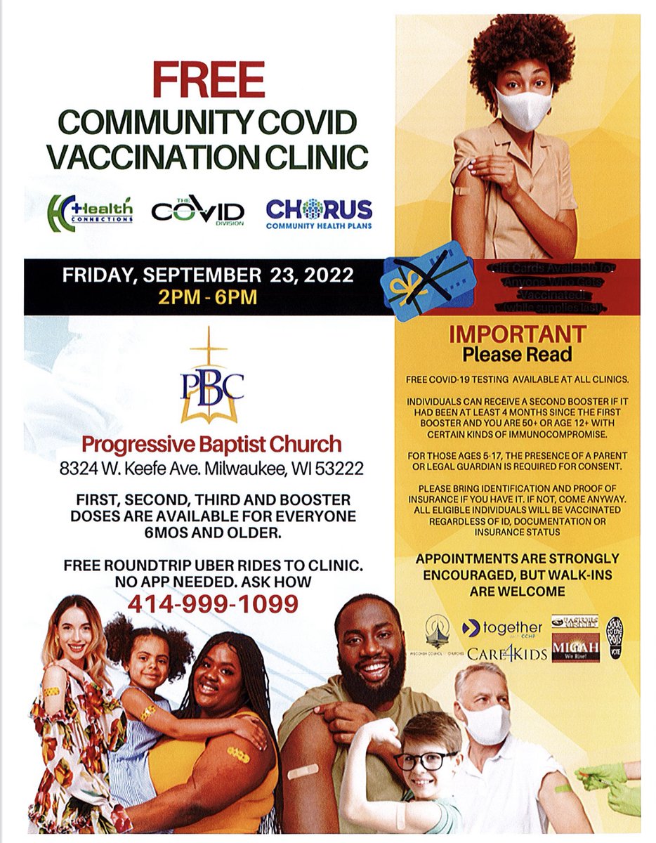 COVID Clinic at Progressive Baptist Church 9/23/22 2-6 pm