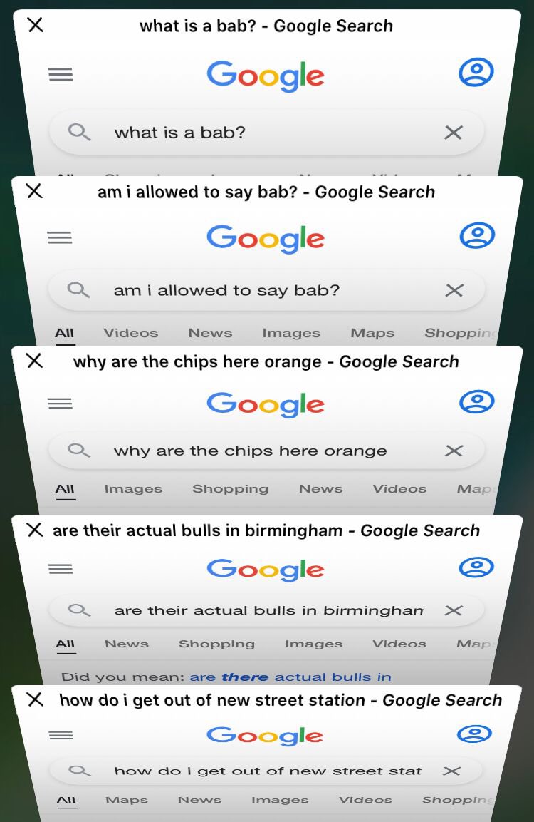 The google searches of people as they arrive in Birmingham for the weekend😂

…and yes! You’re all babs this weekend💙✨🌈