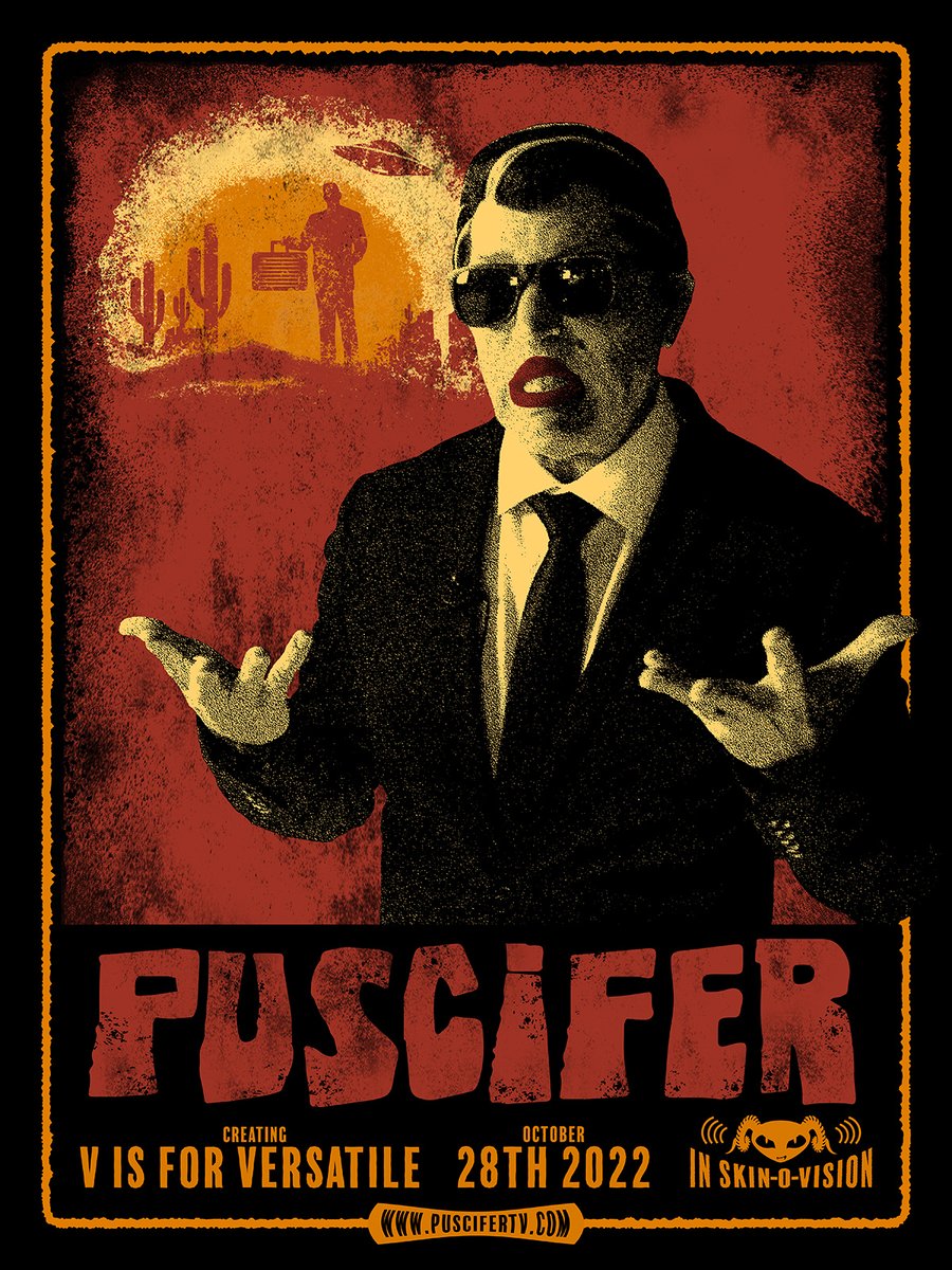 puscifer's tweet photo. Oct. 28 is fast approaching, we'll be kicking off Halloween with two new films: "Parole Violator" and "V is for Versatile" - completing our album by album at-home concerts, get tix/watch here: https://t.co/PehXjSiTnQ https://t.co/3ZOZhfleAc