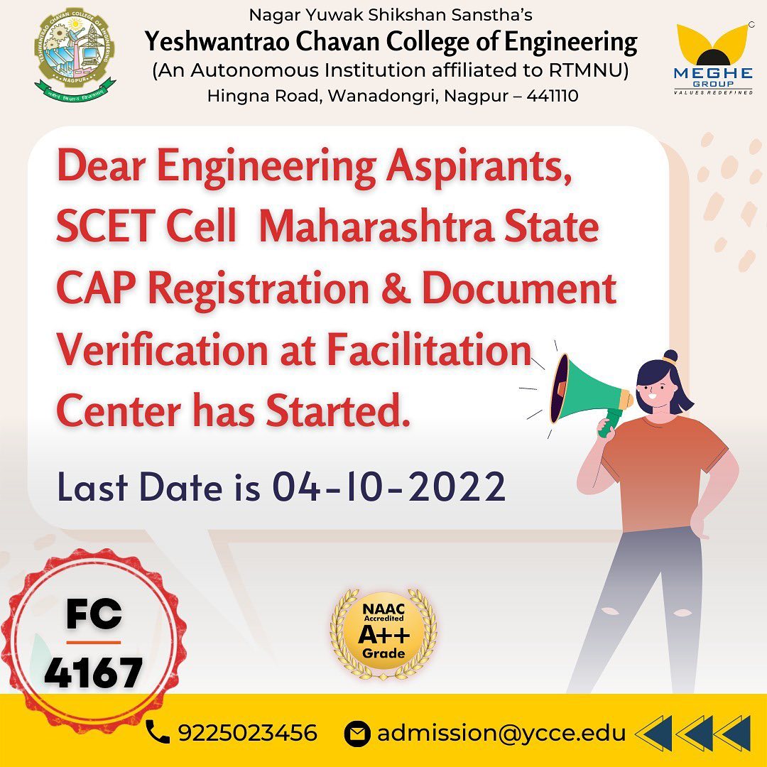 ycceofficial's tweet photo. Important Announcement
#ycce #yccemedia #yccecollege #ycceofficial #addmissionopen #admissionprocess #engineering #engineeringaspirants #capround #cap #capregistrations #maharashtracollege #Naacaccredited #Nagpur #Nagpurcollege #engineeringcollege https://t.co/JQs4x1vvUd