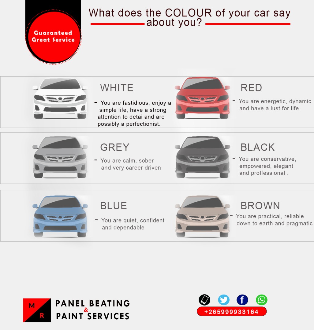 MandRworkshop's tweet image. Here are some free paintworkcare tips and what we think the colour of your car says about you! If you disagree,ask for a quote  for a colour change so your  cars colour  can match your personality !#TGIF #weekendvibes #wearethebestintown #mandrpanelbeatingandpaintservices