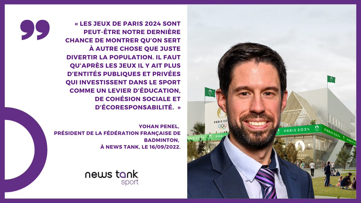 🏸<a href="/Paris2024/">Paris 2024</a> : « Montrer qu’on sert à autre chose que divertir la population » (Y. Penel, <a href="/FFBaD/">FFBaD</a> ) ➡️sport.newstank.fr/article/view/2…

#cnosf <a href="/FranceOlympique/">FranceOlympique</a> <a href="/Accor_Arena/">Accor Arena</a>