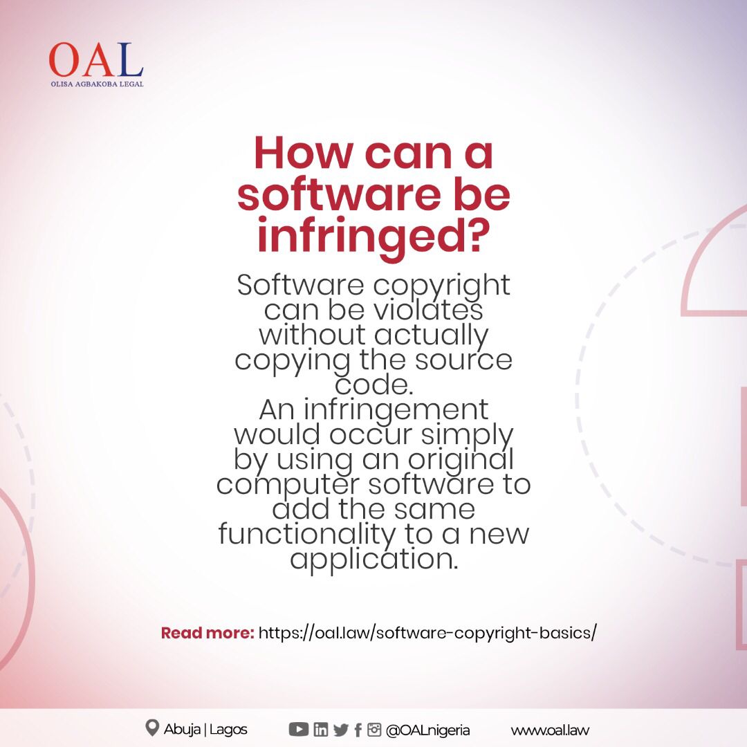 OALNigeria's tweet photo. The ways in which software is used, created, offered for sale, and promoted has provided various copyright issues. 

Click on the link in our bio to read more.

https://t.co/tnNx4Ry0bt

#oal  #lawfirm #software #softwarecopyright #technology #copyright #intellectualproperty #ip https://t.co/WbxnnMPleV