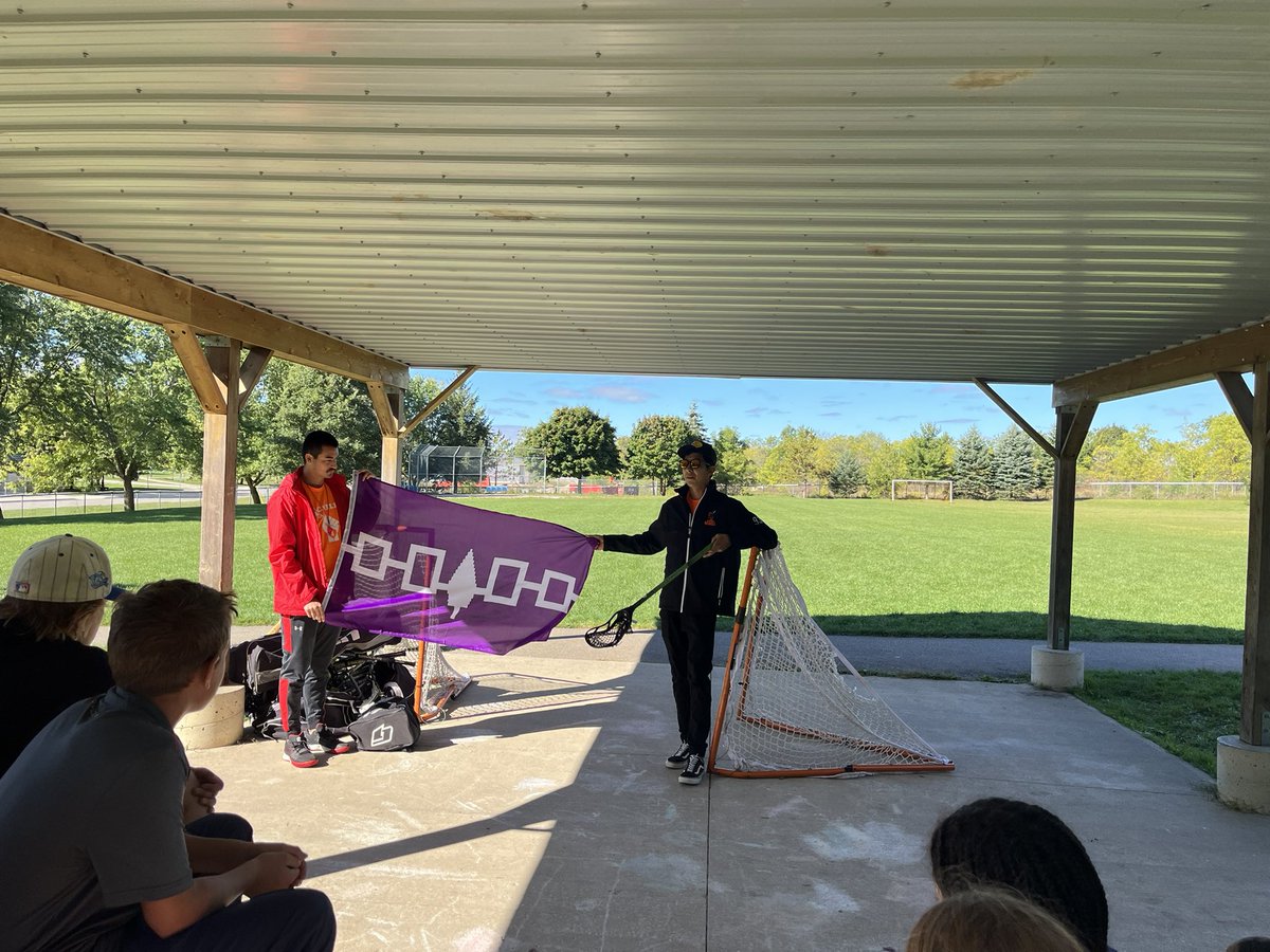 SarahBecker84's tweet photo. What an awesome day with Leo &amp; Syd from @SpartanLax learning about one of our national sports - lacrosse!! 🥍 Thanks for sharing your love of lacrosse as well as sharing your Indigenous Culture with us @HolyNameofMary! We are so lucky to have spent the day with you! https://t.co/KgkvjvCODG