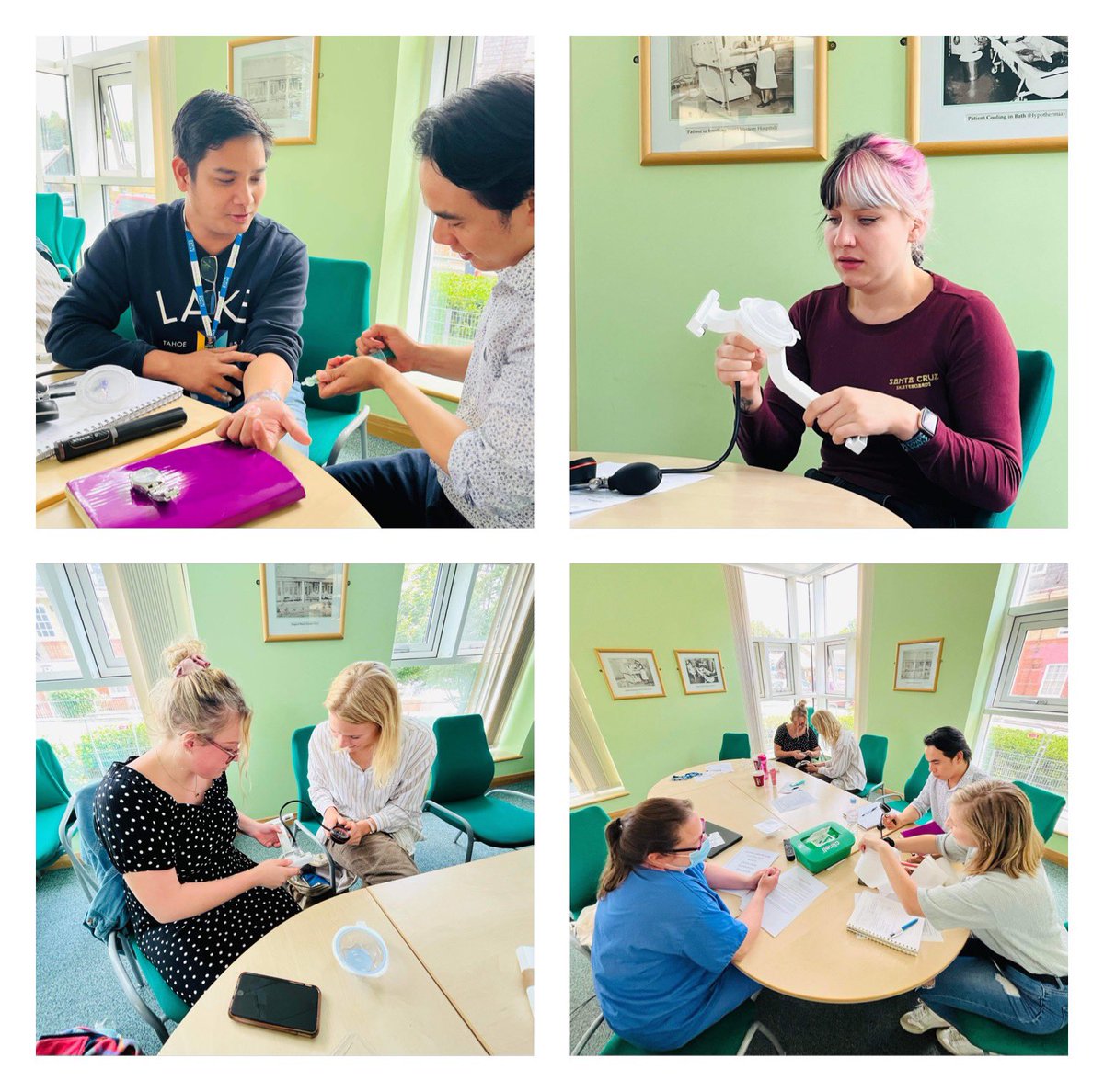UHS_CCU's tweet photo. Meet our future senior nursing team 👩‍⚕️ Here are some snapshots of their upskilling training session covering from cardiac devices to ecg recognition scenarios🫀 #StaffDevelopment #Upskilling #NurseinCharge https://t.co/9jy8ATlEtp