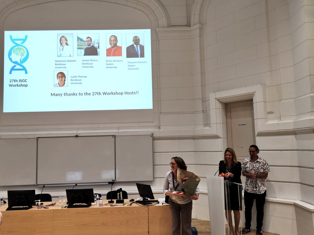 @StrokeGenetics acknowledges the essential work &amp; help from <a href="/ThomasJudith7/">Judith Thomas</a> that contributed to make #ISGCBordeaux successful. 👏