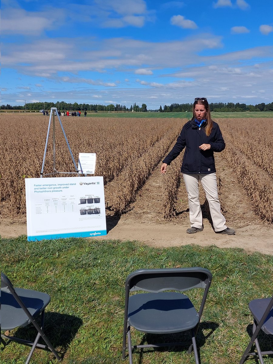 svandehogen's tweet photo. @DivitarisS of @syngentacanada explaining a large selection of Syngenta seed treatments and biologicals at #agrismifield technology days. https://t.co/98HYzEGTXl