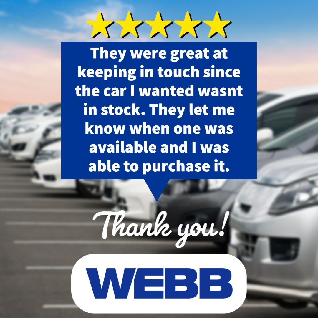 WebbAutoGroup's tweet photo. Thank you for the amazing review!!!⭐ ⭐ ⭐ ⭐ ⭐ #5starFriday #Thankyou https://t.co/gnM2qDCuRP