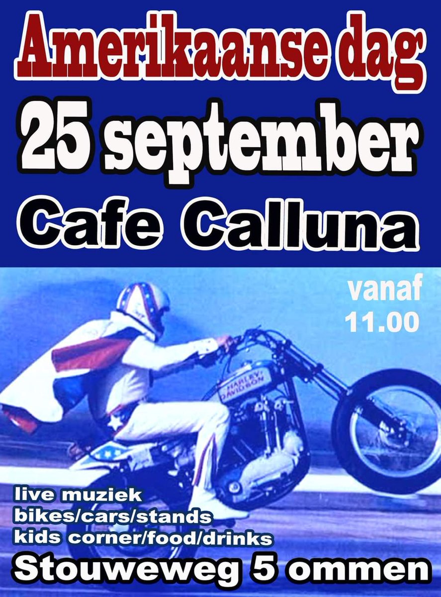 CallunaCafe's tweet photo. As zondag: Amerikaanse dag! Aanvang vanaf 11.00 uur. De gehele dag live muziek. Tot zondag. https://t.co/VIgYHYhavY
