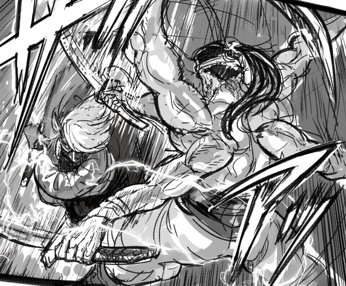 ホシグマ一瞬の隙を突く。モノクロなので漫画風に #絵ノシズム 