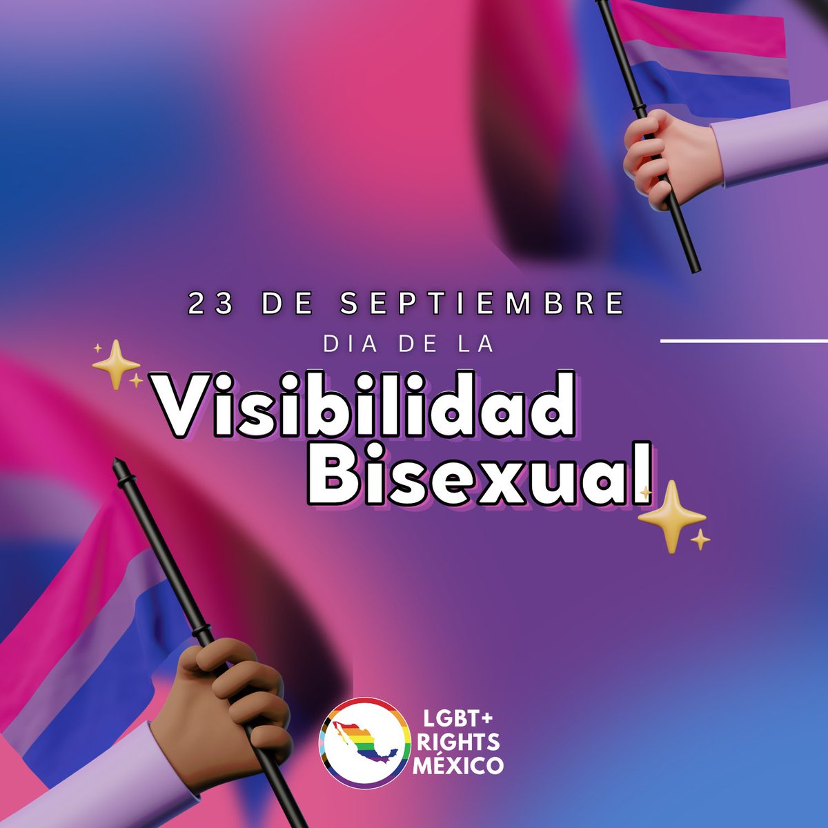 LGBTrightsmx's tweet photo. Día Internacional de la Visibilidad Bisexual 💖💜💙

¡Las personas bisexuales existimos y resistimos, nunca más invisibilizadxs! https://t.co/wdipYYrfZz