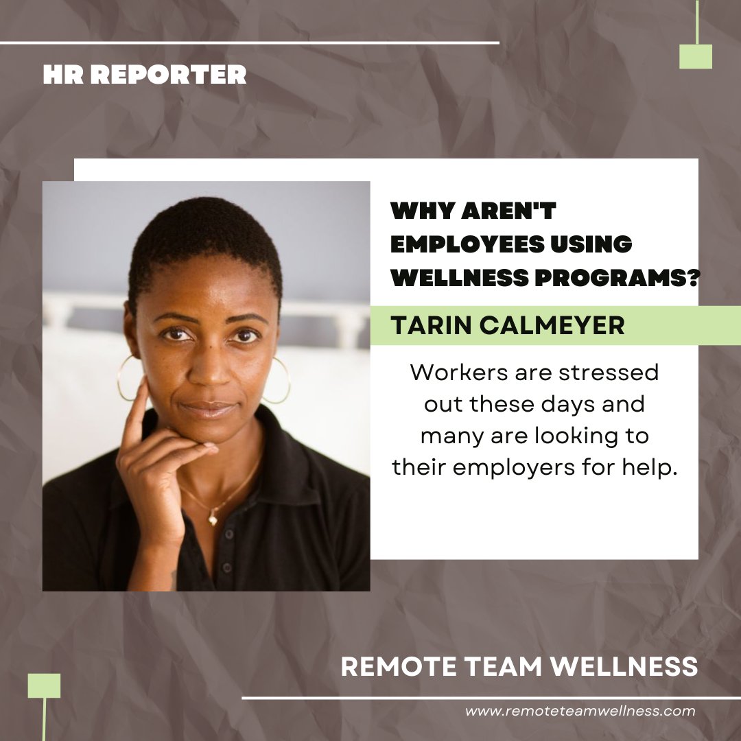 Check out our founder Tarin Calmeyer talking about recent employee engagement trends with HR Reporter.
@HRReporter

#remotework #futureofwork #remoteworkforce
#workplacewellness #hrtrends #hrmedia #hrreporter #remoteteams #humanresources #corporatewellness #virtualwellness