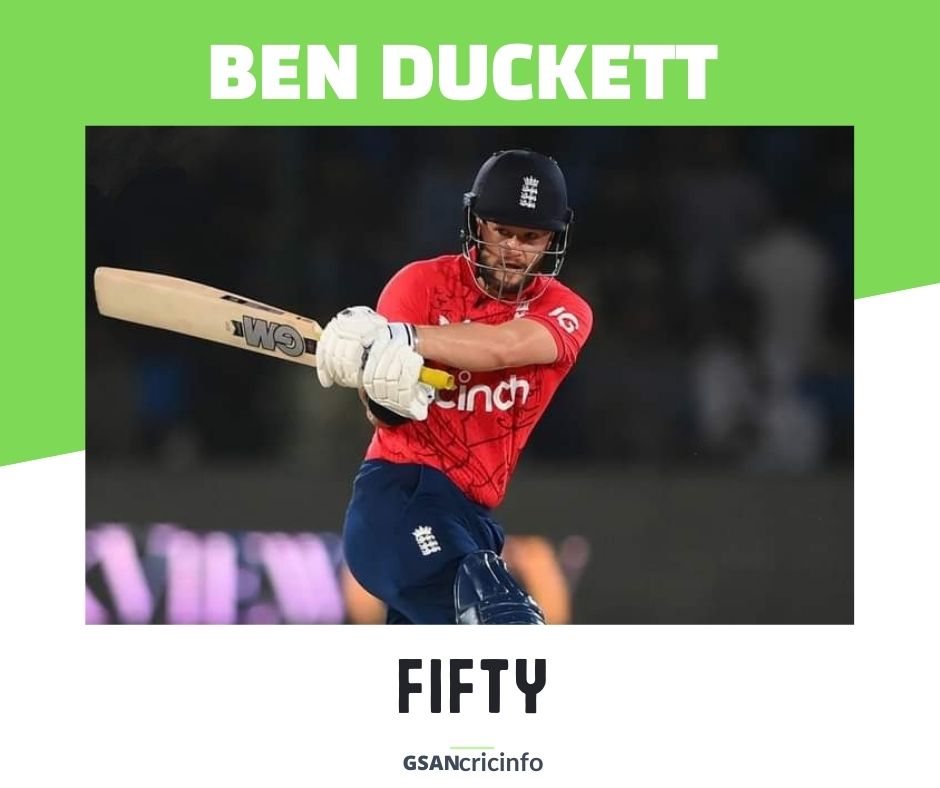 GSANcricinfo's tweet image. Fifty comes up for Ben Duckett as well. This is his maiden T20I half-century. 

#crickettwitter  #PAKvENG #benducket  #UKSePK  #BabarAzam𓃵 #MoeenAli #Pakistan #England #cricket #PakistanCricketBoard #GSANcricinfo #PAKvENG