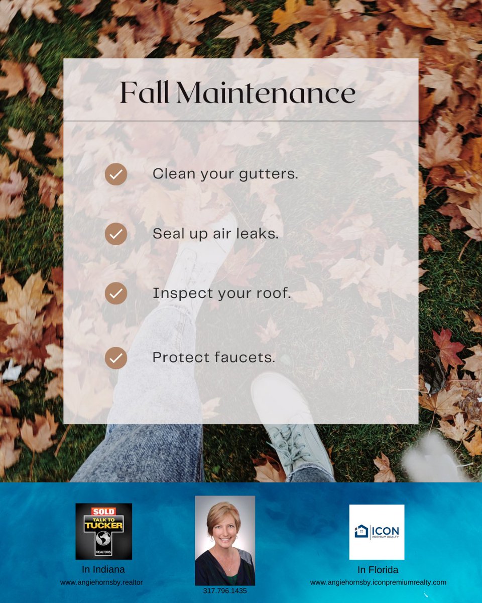 Angie46143's tweet photo. Fall maintenance is all about preparing your home for cooler conditions. Use this checklist to prep your home this season!

1. Clean your gutters 
2. Seal up air leaks 
3. Inspect your roof 
4. Protect faucets 

#Fall #FallVibes #fallmood #fallbucketlist #fallfavorites https://t.co/yLpbCkmdxW