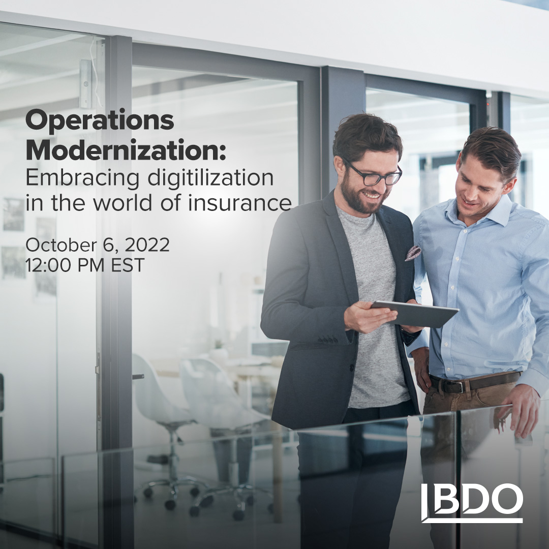 BDO_Canada's tweet image. The time is now for insurers to embrace automation and modern workplace practices. Join us on October 6 at 12 PM EST to learn how technology trends in automation and modern work help your business. Register now: bit.ly/3AZxLdw #Modernizingbusiness #operationalautomation