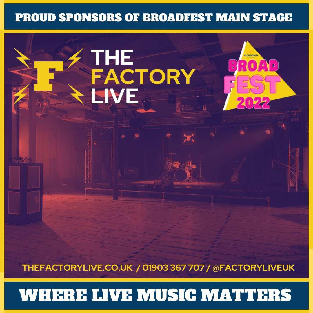We're proud to be supporting the brilliant #BroadFest main stage tomorrow 🙌 Head to #Broadwater Green from 12-10pm to see fantastic FREE live music! 🥰

Keep supporting live music, keep being awesome, have a great weekend &amp; don't let a lil rain stop you having fun! 🥳 #Worthing