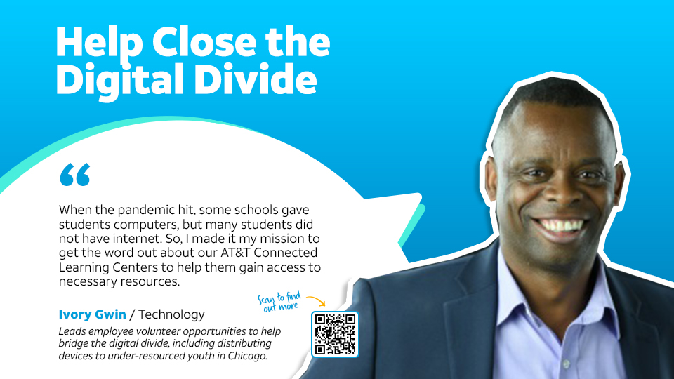 ATTimpact's tweet photo. Employees like Ivory are making an #ATTimpact by helping lead initiatives for underserved students in his community with device distributions and connecting them to accessible internet through our Connected Learning Centers.
Read more: https://t.co/nkTGt6B5pP https://t.co/lLgDJy1Rvv