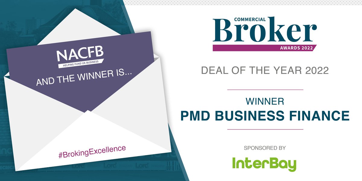 Very well done to <a href="/pmdbizfinance/">PMD Business Finance</a> PMD Business Finance as winners of Deal of the Year, sponsored by InterBay at the NACFB Commercial Broker Awards 2022
#brokingexcellence