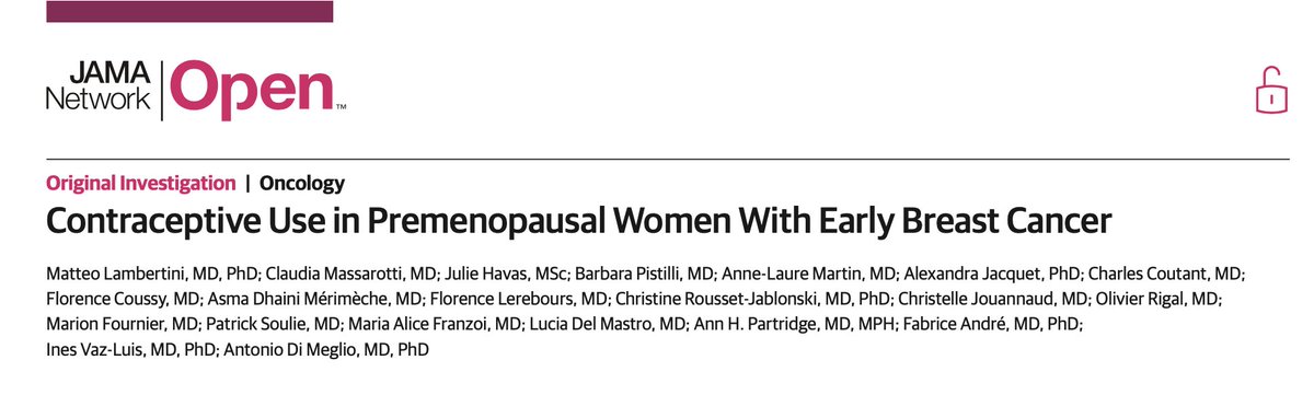 So excited to share our results on #contraceptive use in #BreastCancer patients, a very important but neglected issue..super grateful to @dimeglio_anto @ines_vazluis @FAndreMD and all #CANTO investigators @JAMANetworkOpen @JAMANetwork @OncoAlert Link: ja.ma/3fdlg5E