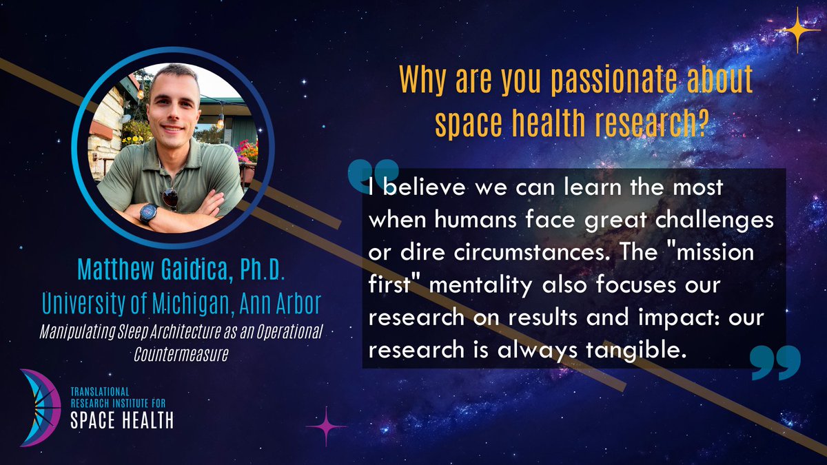 BCMSpaceHealth's tweet photo. "Think about tangential problems that might one day be related to problems in space."
Meet #TRISH postdoc @mattgaidica! Get to know him through the questions we asked our postdoctoral fellows 👇 for #NationalPostdocWeek https://t.co/3kx0YADrV0