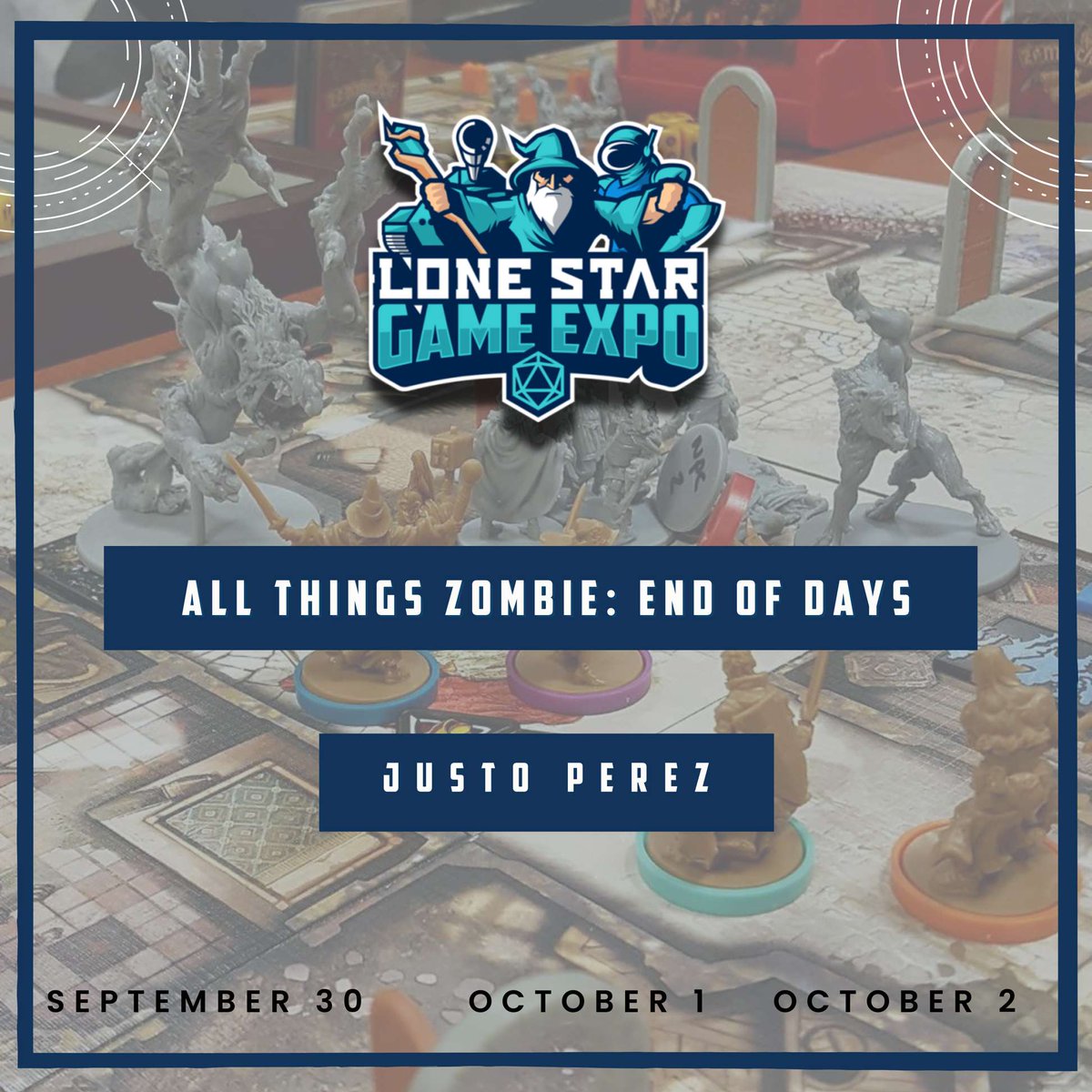LSgameexpo's tweet photo. Folks, buckle up. This ride is going to be deadlier than ever! 

Justo Perez is hosting a game of All Things Zombie: End of Days on September 30 at LSGE 2022, so head to Grapevine to play with us! 

Register as early as now. 

https://t.co/1vMCqDpo19 

#LoneStarGameExpo https://t.co/iOytDs7G29