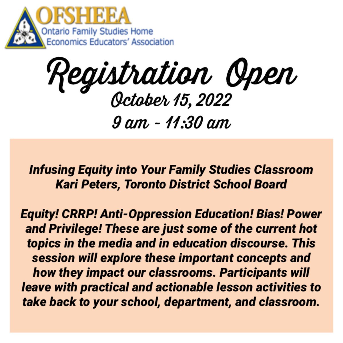 OFSHEEA (@ofsheea) on Twitter photo This is the first of many FREE PD opportunities for OFSHEEA members this coming year. For non-members the cost is $5 and can be submitted via etransfer at ofsheea@ofsheea.ca
Registration Here: forms.gle/YnaDm3StqWkSvk… This is the first of many FREE PD opportunities for OFSHEEA members this coming year. For non-members the cost is $5 and can be submitted via etransfer at ofsheea@ofsheea.ca
Registration Here: forms.gle/YnaDm3StqWkSvk…