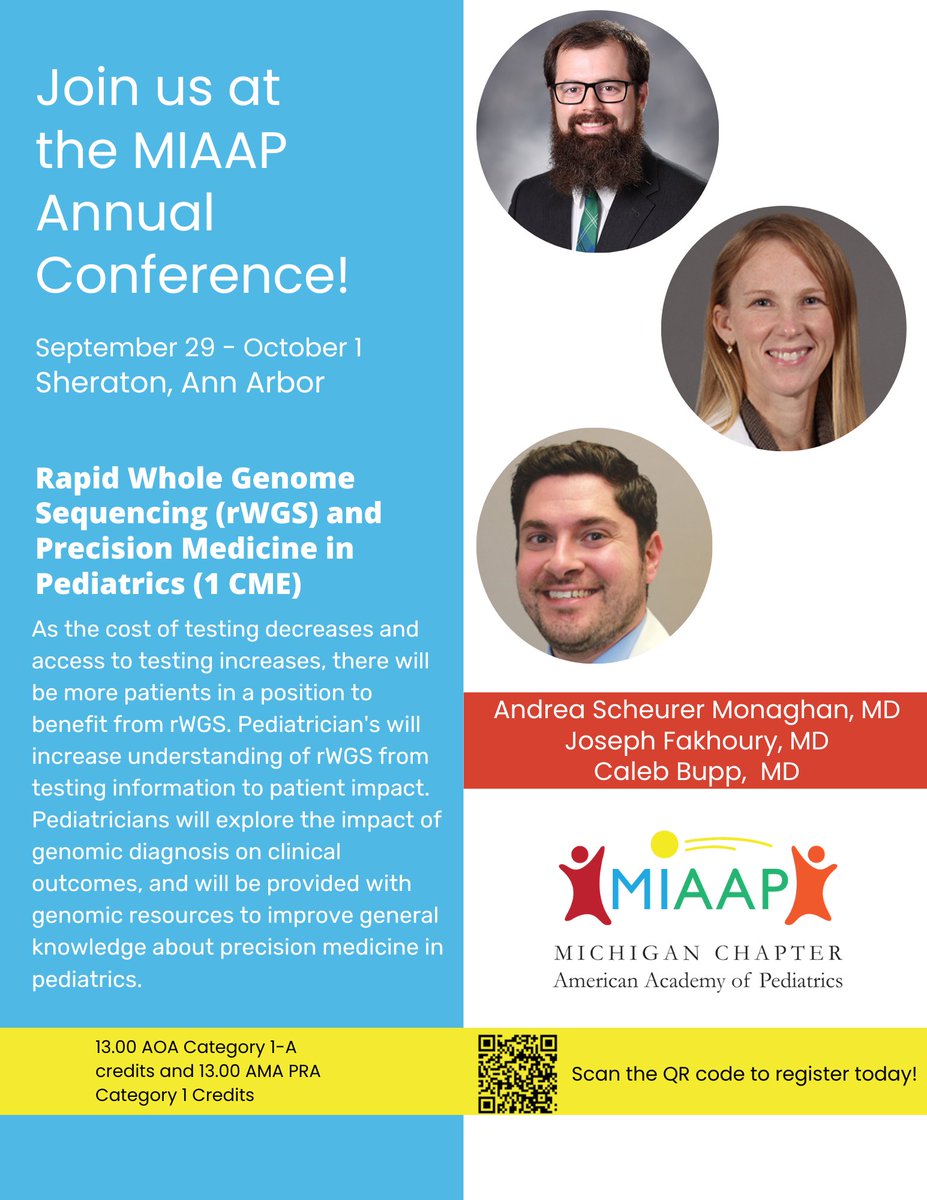 RadyGenomics's tweet photo. Learn about rapid #WholeGenomeSequencing at the 2022 MIAAP Annual Conference. Andrea Scheurer-Monaghan, Caleb Bupp & Joseph Fakhoury will explore the impact of genomic diagnosis on clinical outcomes in #pediatrics. https://t.co/RhSY5vDR0O #RapidPrecisionMedicine #ProjectBabyDeer https://t.co/6nj4PUDQw2